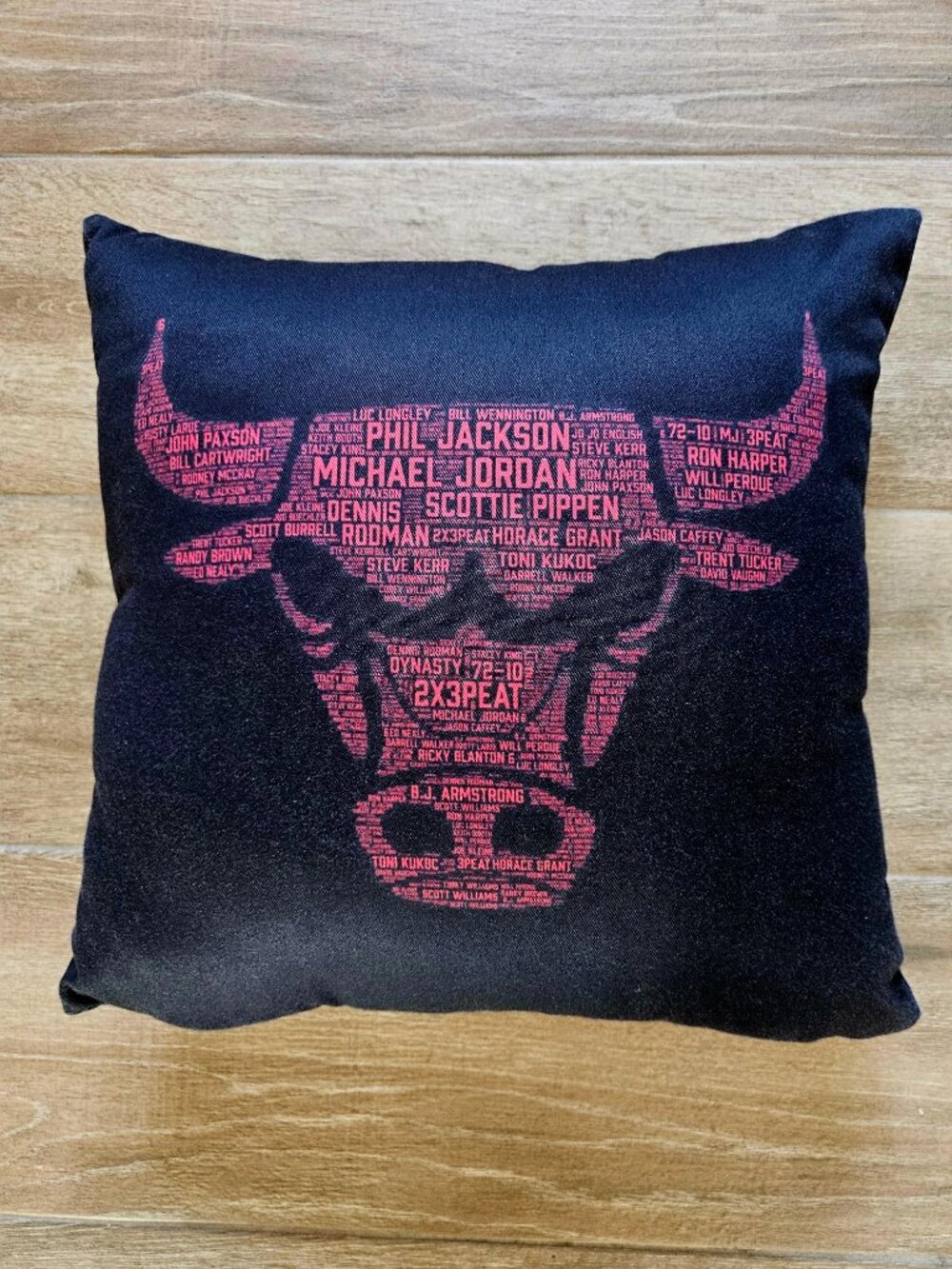 Chicago Bulls Dynasty Word Art Throw Pillow — 90s Legacy Team Design